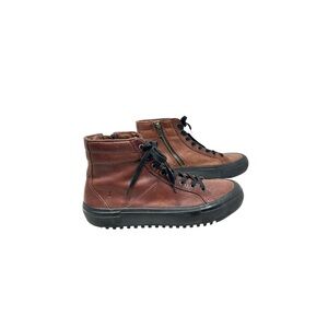 Frye Varick Brown Leather lace up high top Sneakers